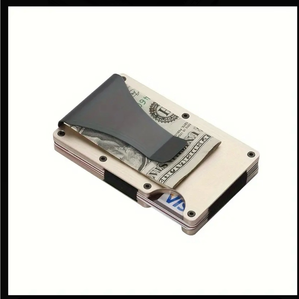 Black Metal Card Holder with Clip